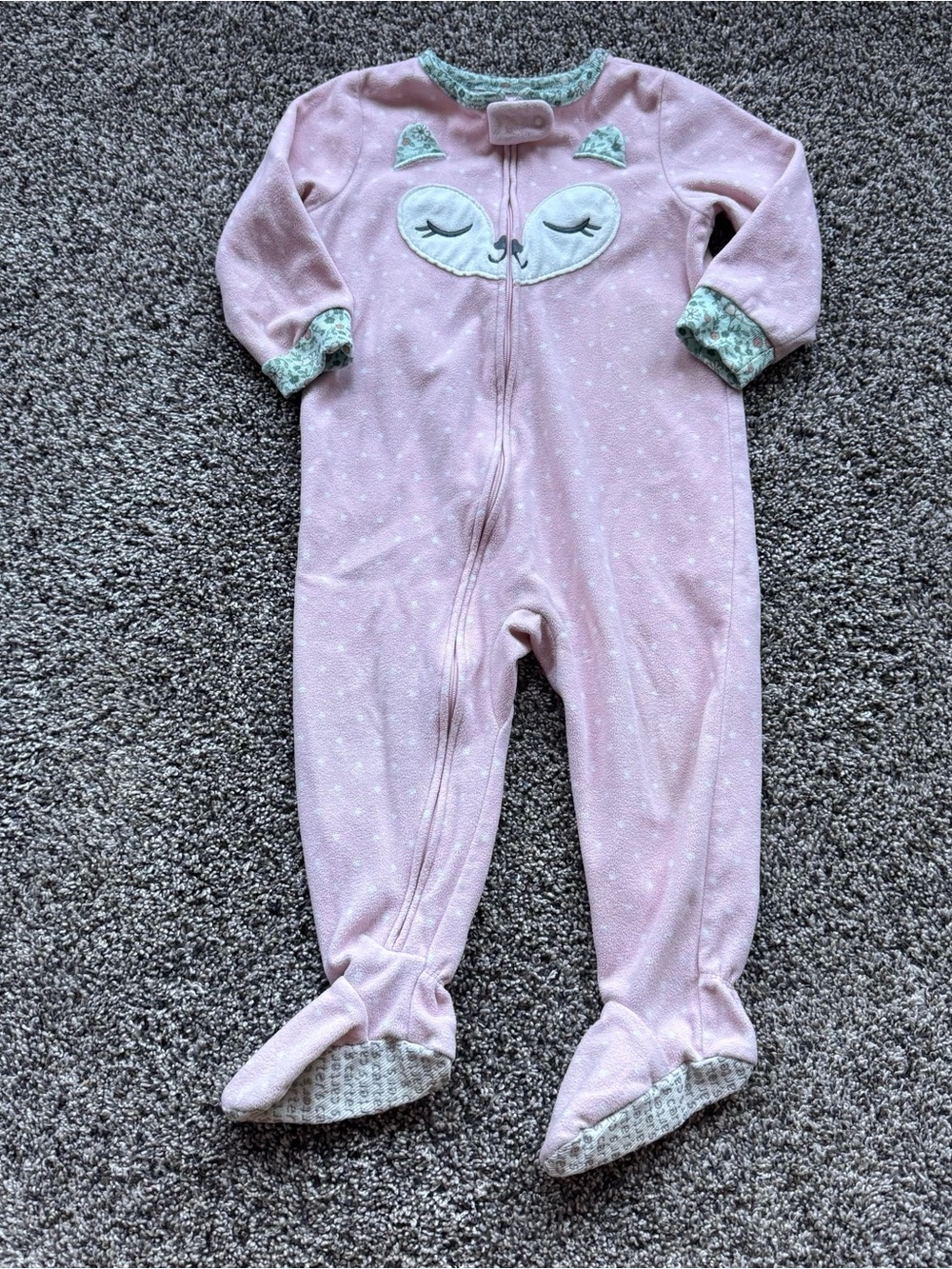 Carter's Pink Fox Appliqué Footed One-Piece